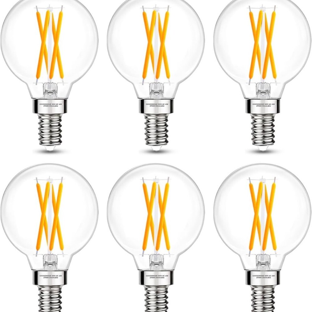 E12 G16.5 Candelabra Bulb, G16.5 Round Small Globe LED Bull 2700K Warm White, Di